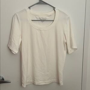 Chico's Cream Short Sleeve Scoop Neck Tee